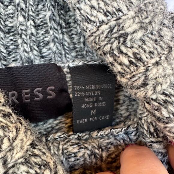 VTG Express Merino Wool Knit Turtle Neck Sweater Women M Green Cropped Pullover - Picture 12 of 12